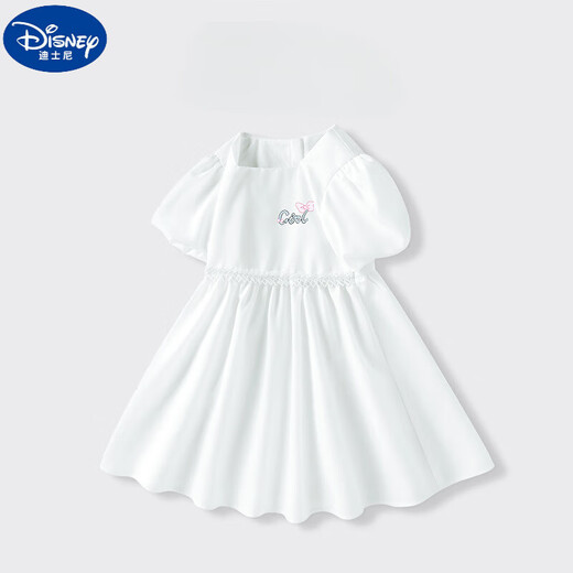 迪士尼（Disney）女童连衣裙夏季儿童方领泡泡袖A字裙2025新款大童女孩公主裙长裙 GBD13897X绿 110 cm 身高100-110cm年龄4-5岁