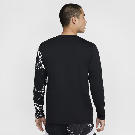 耐克（NIKE）官方JA莫兰特男子防晒速干长袖篮球上衣夏季HJ3892 010黑/白 M