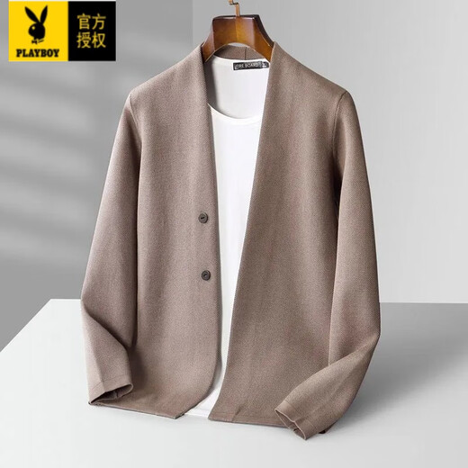 Playboy (Playboy) Trendy Brand Woll gestrickt Strickjacke Herren koreanische Version Frühling und Herbst V-Ausschnitt Außenpullover Solid Color Business Casual Strick Jacke Trendy Black [Light Luxury High-End] 3xl