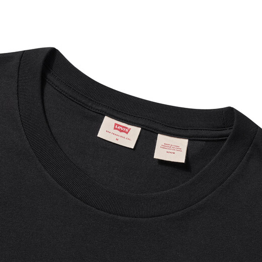 Levi's李维斯25春夏新款情侣简约休闲时尚宽松LOGO印花短袖T恤 黑色 002U3-0001 M