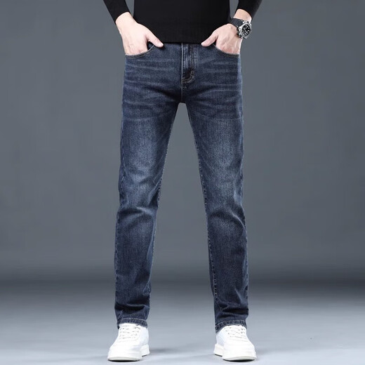 
JEEP SPIRIT brand jeans men's spring and autumn new slim straight men's pants stretch versatile men's high-end casual long trousers 1048 blue 29 waist circumference two feet two
