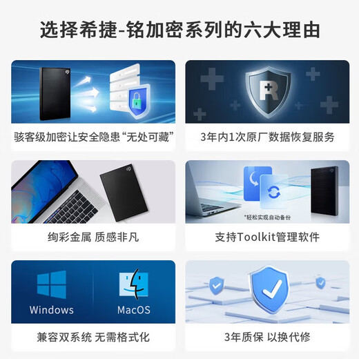 Seagate Xinming mobile Festplatte, Datenverschlüsselungsfestplatte, USB3.0 2,5 Zoll, kompatibel mit Mac-Computern und Notebooks, inklusive Datenwiederherstellung, Starlight Silver, kostenloses Hartschalengehäuse, 5 TB