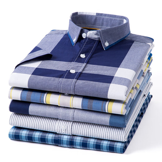 LAXSESU SOMMER SOMME SELLEVE HIMERE HIMEREN Oxford Sleeve Business Casual Young und atmungsaktives, dünnes Plaidhemd D-702: Kurzarmstil 38
