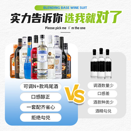 Bairika Barkeeper Base Wine Set Fremdweinkombination Whisky Blau orange lijiao roter Granatapfel Sirup Cocktail Rum [10 Getränkebasis Wein] + Brauwerkzeuge