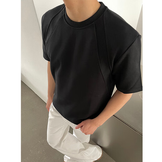 7 haut de giron déconstruit à manches courtes à manches courtes nouvelles American Retro Casual Loose Couple de T-shirt à mi-manche à mi-manche