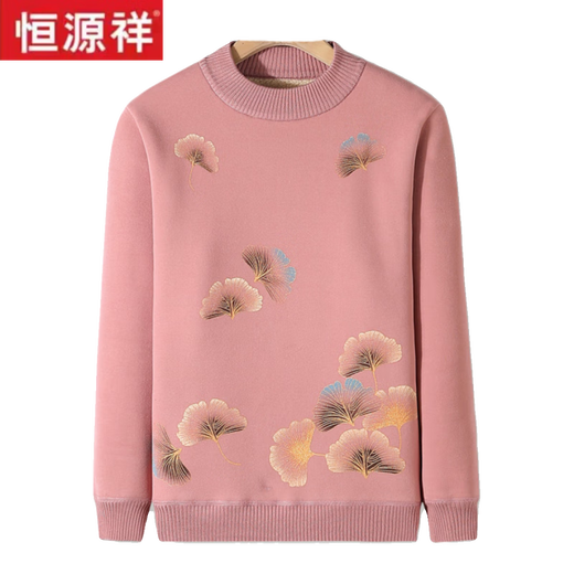 Hengyuanxiang mother's winter clothes plus velvet thickened sweater fashionable and warm inner top middle-aged and elderly women's integrated velvet base shirt set 6629: Camel XL: Recommended 110-120Jin [Jin equals 0.5 kg]