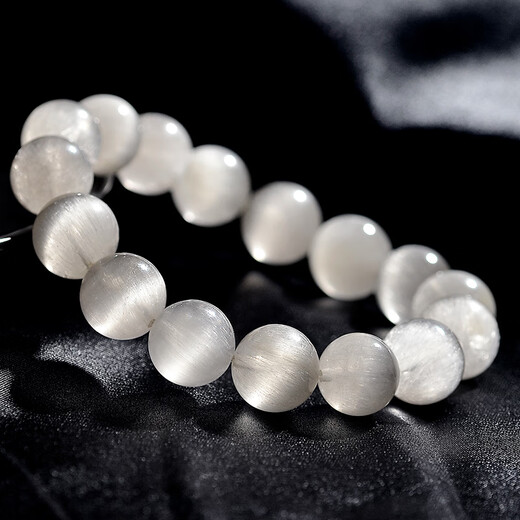 Eternal Symbol Collection Natural White Hair Crystal Bracelet Full of Smooth Hair Cat's Eye Stone Men's and Women's White Rabbit Hair Bracelet Couple Gift to Bring Wealth and Industry Collection-Grade Natural Brazilian Cat's Eye-10mm