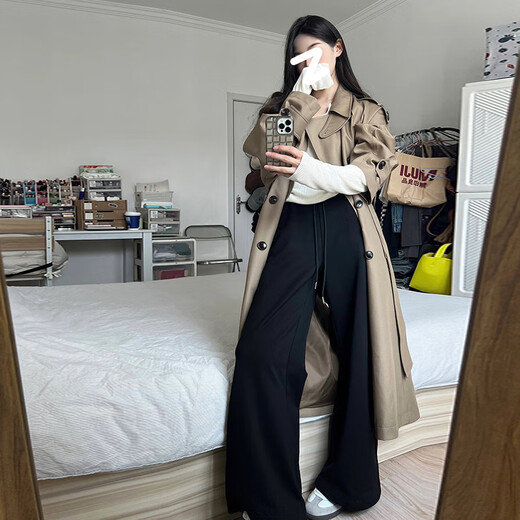 GARNUO卡其色风衣外套女中长款2025春秋新款韩系小个子高级感英伦风大衣 咖色 S 【80-110斤】