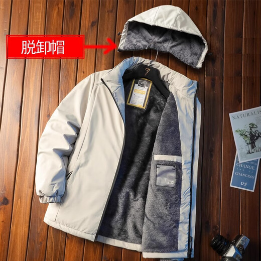 Jeanswest Wang Yibo befürwortet eine Samt-Angriffs-Baumwolljacke für Männer im Winter, einen neuen, verdickten, warmen Federsamt-Baumwollmantel, Khaki-Samt, verdickt, XL