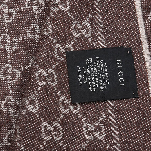 Шарф Gucci, мужской и женский логотип Жаккард Двойной шерстяной шарф [Spot] рис/коричневый 411115 3G200 9764