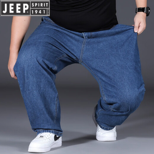 JEEP SPIRIT春秋款特大码牛仔裤男加肥加大运动裤宽松直筒肥佬男春秋长裤子潮 烟灰色9904款 30 (腰围2尺3)110-120斤