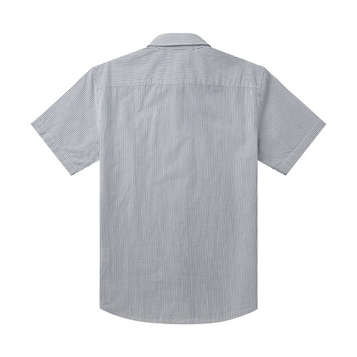 HAZZYS Men's Summer Men's Shirt Classic Striped Seersucker Short-Sleeved Shirt Men's ATCZK1CBK51 Navy Blue NV L (175/96A 48)