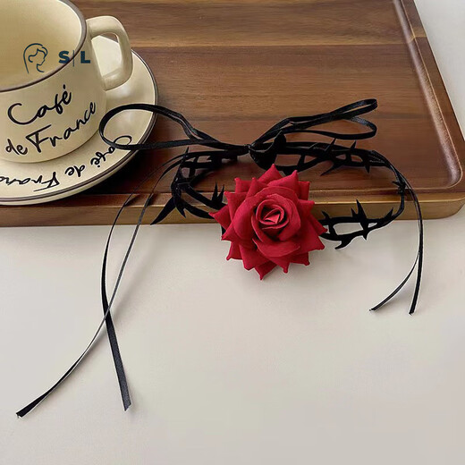 Oein thorn rose choker neck women's choker neck red flower chain clavicle chain flower necklace women's dress accessories red choker