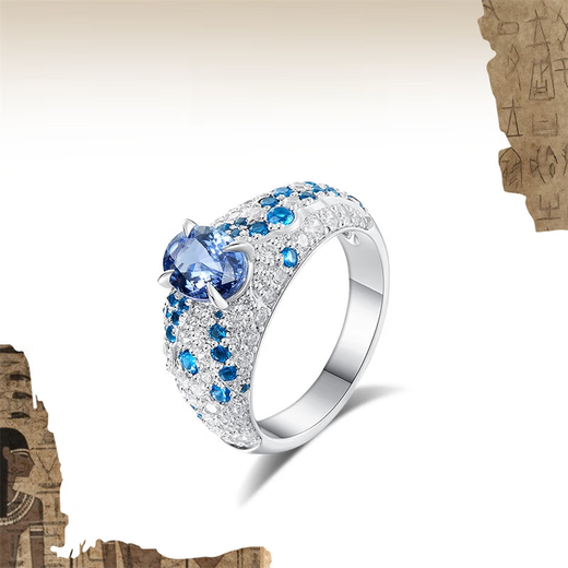 Ouyin Zhang Yuan's new tanzanite ring S925 silver celadon star Han civilization new Chinese style jewelry for family and friends Tanzanite 9-10