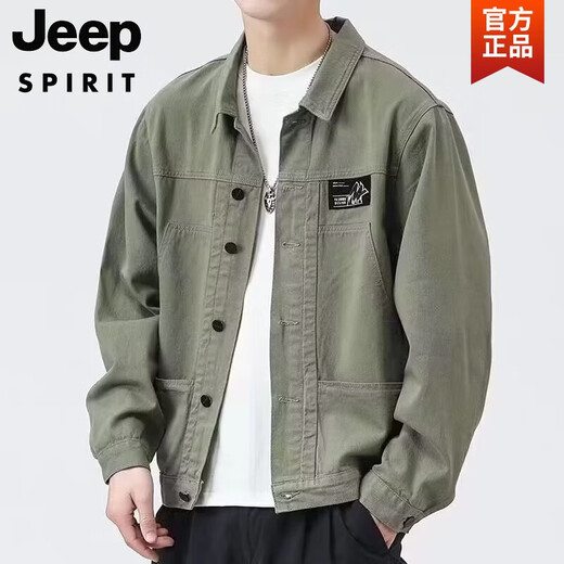 JEEP SPIRIT外套男款春秋季2025新款衬衫翻领秋装男士工装夹克初秋褂子上衣服 【升级版】K12806黑色 3XL 【建议155-168斤】
