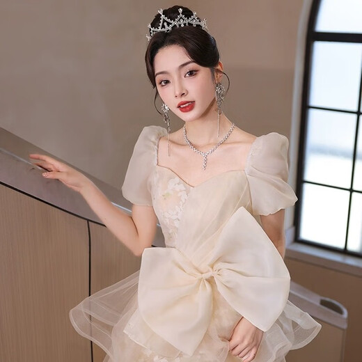 Libaixin abendkleid hell Luxus Nische High-End-Bankett weibliche Temperament High-End-Gefühl Schöner Kunstprüfungshost Jahrestreffen für Erwachsene Geschenk Champagner Farbe XL Vorschlagen 115-120jin [Jin ist 0,5 kg]