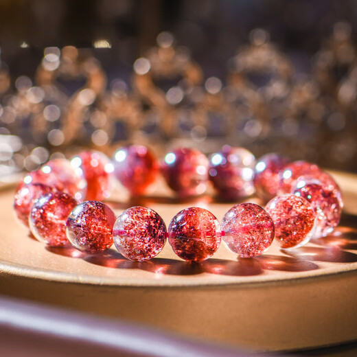 Eternal Symbol Light Luxury Brand Jewelry Grade Natural Super Seven Crystal Bracelet Men's Gold Strawberry Crystal High-end Bracelet Women's Valentine's Day Gift 7a+ About 9mm Gold Strawberry