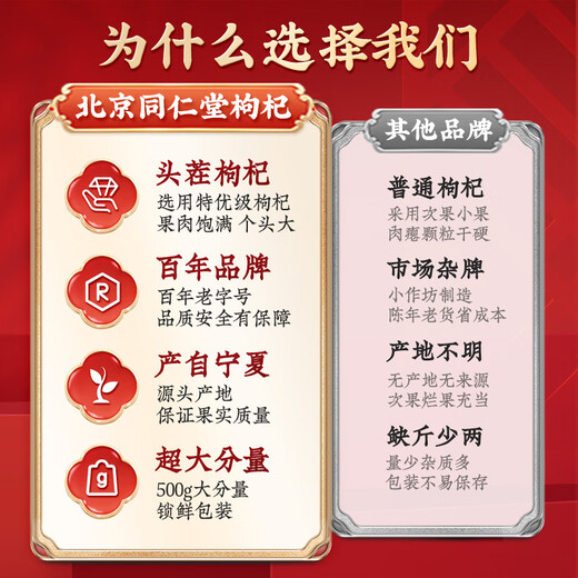 Tongrentang wolfberry 500g Ningxia special authentic origin new product 100 original tea soup Pangchun Donggenglai