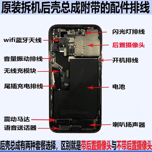 Suitable for iphone14 middle frame back shell Apple 14plus disassembly original 14pro assembly 14pm frame back cover 14 glass + magnet / without cable new high quality shell