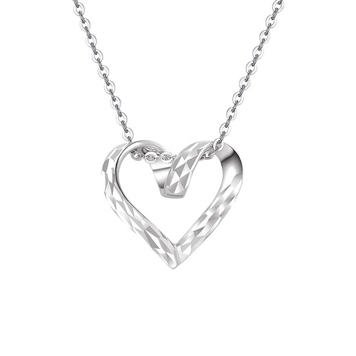 Chinese jewelry platinum pendant for women, platinum love pendant, platinum necklace for girlfriend and wife 520 Chinese Valentine's Day birthday gift, about 1.35 grams (excluding chain)