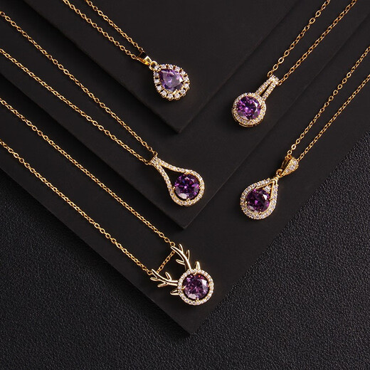 Van Sidi Purple Crystal Clampsia Halskette für Frauen Nischendesign Liebe Anhänger Schmuck beste Freund Kinder Schüler gute Schwestermädchen Zi Zi Zi Zi Zi N Nr. 14 A893