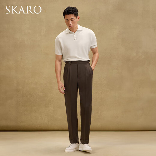 Skaro [Soft y elástico] Camisa de polo de manga corta de punto blanco Camiseta de solapa informal de verano 2025 Summer Camiseta Off-White Skp831 s (= Tamaño de la camisa 39)