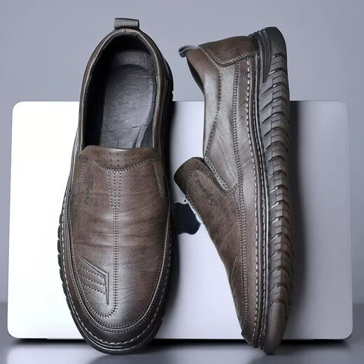 Hui Lijun leather shoes broken size men's shoes genuine leather soft leather breathable business casual shoes tendon soft sole middle-aged and elderly dad shoes lazy black 42