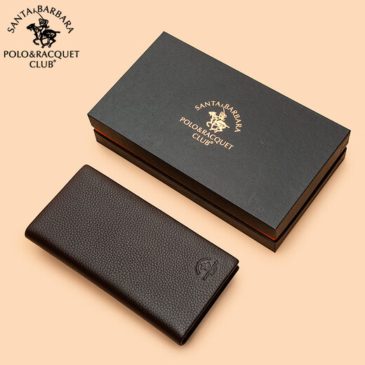 Polo/Racquetclub Offizielle Herren -Brieftasche Langes Leder -Brieftasche weiche Cowhide -Anzug -Ticket mit mehreren Karten Brieftasche Chinesischer Valentinstag Brown [Theke Geschenkbox]