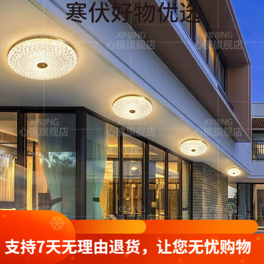 OUOETY心镜全铜户外吸顶灯别墅入户门顶灯简约过道露台阳台灯防水庭 X38 X3895-400/圆形