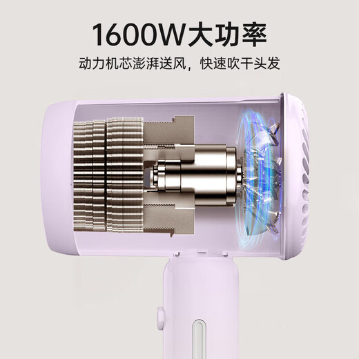 CONFU hair dryer, powerful, compact, quick-drying, negative ion hair care, portable dormitory home hair dryer 1600W KF-5158 purple negative ion