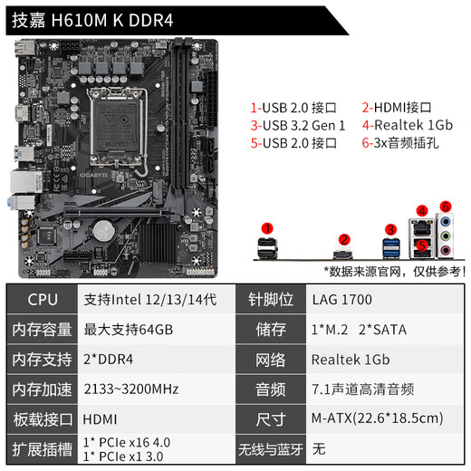 技嘉（GIGABYTE）12/13代/14代CPU主板 i3 14100f 13100f 12100f 散片 板U套装 H610M DDR4 12代i3-12100散片【三年店保】