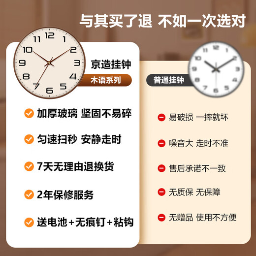 Made in Tokyo, Muyu series wall clock large scale clock wall clock living room 2025 new electronic 35cm mocha brown