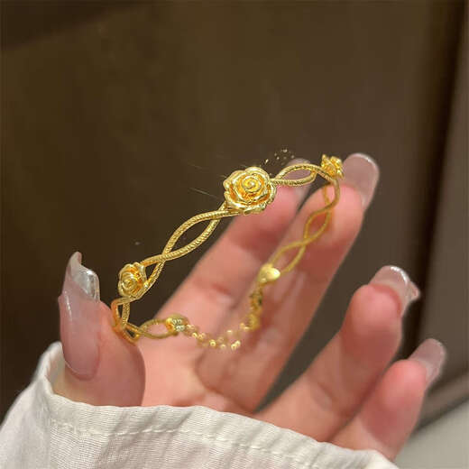 Library selection of explosive gold wrapped rose bracelet for women 2024 new sweet style double layer wrapped design bracelet rose bracelet