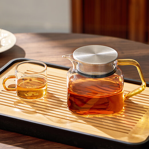 Yaji glass teapot Guanyu bubble teapot 600ml glossy heat-resistant mini transparent glass teapot office single teapot