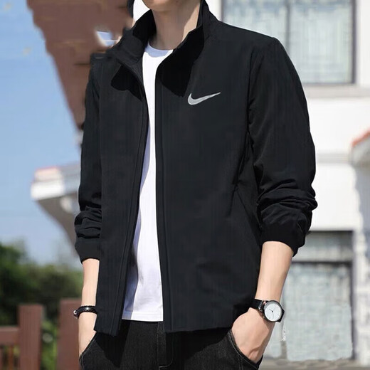 耐克（NIKE）两件套男运动套装 2025夏夏新款时尚外套立领夹克 休闲直筒长裤子 FB7500-010+DM6627-010 S