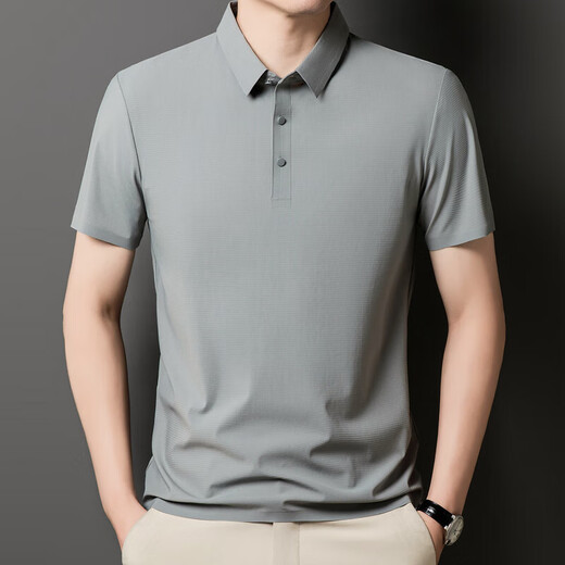 King of King of Trueves endorses summer thin ice silk short-sleeved men's large-size loose POLO shirt cool breathable quick-drying top BYBL-12357 black L