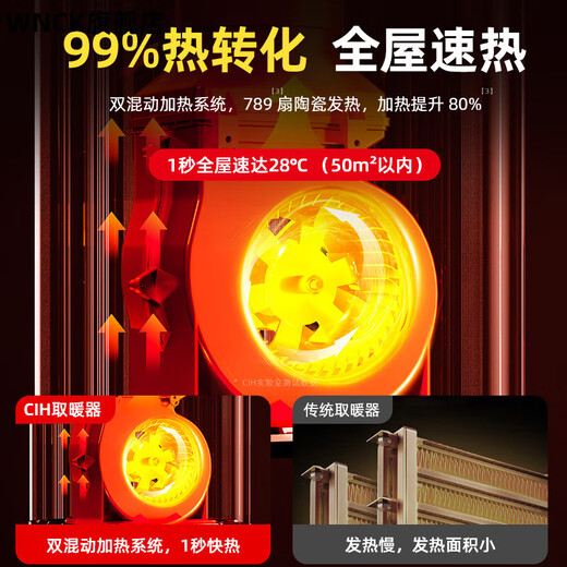 Oeny electric heater household CIH2024 new heater fan heater household energy-saving whole house large area graphene artifact electric heater winter silver top model super large area whole house heating dual frequency power saving chip air purification remote