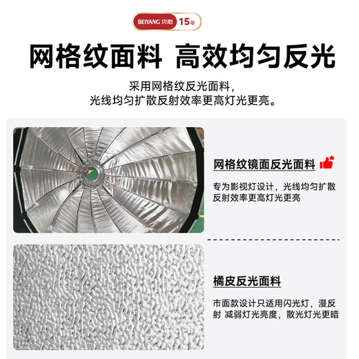Beiyang (beiyang) 90cm deep polished soft light box soft light ball photography quick installation soft light cover live broadcast portable Baorong mouth soft light light box deep mouth grid grille octagonal deep polished lampshade