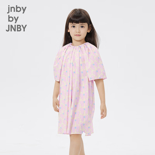 
jnby by JNBY Jiangnan cloth children's clothing spring and summer dress flower bud sleeve bow pattern cute breathable girl 1N3G12480 690 miscellaneous powder 150 cm