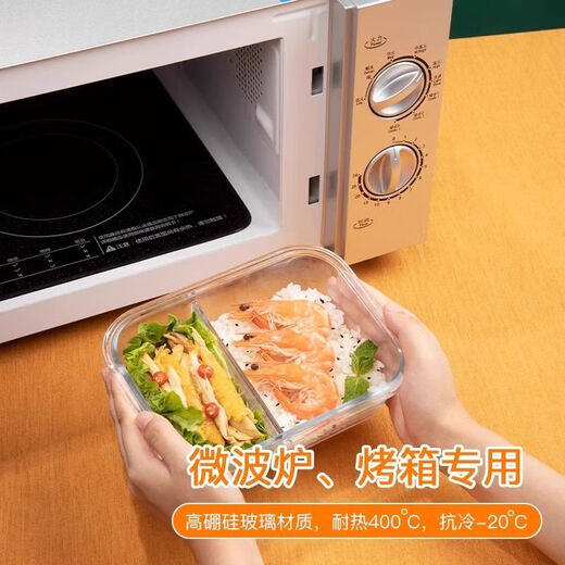 La lonchera de vidrio de Runhuania se puede utilizar para la calefacción de microondas para estudiantes y trabajadores de oficina con tapas para mantener bento fresco y separado ... verde menta, largo y sin censura 1098ml
