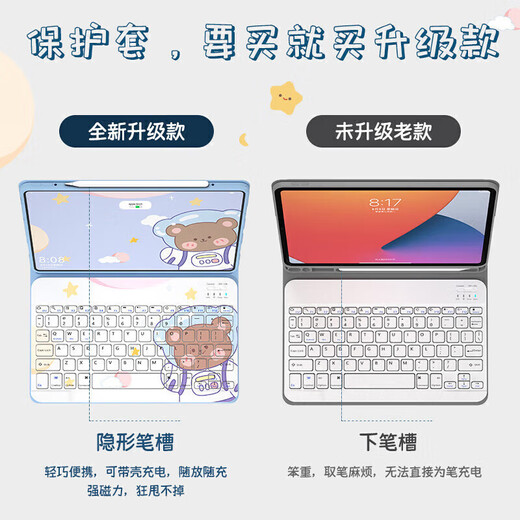 
Shell Xiawei iQOO Pad5 12.1-inch protective case 2025 new magnetic absorbing iPA2575 Bluetooth keyboard flat shell standard mouse set Mist blue protective case + white keyboard + gift package iQOO Pad5 12.1-inch