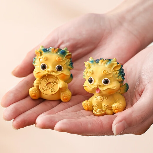 Les petits ornements de dilition fortune de Yunya de Yunya, ornements de bureau créatifs de la bête de dénigrement or, Office, Office décompressant les mini pendentifs, Zhaocai Jinbao [quatre packages] Pink + Yellow