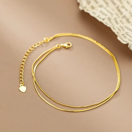 WOUG gold store model double layer snake bone anklet for women 2024 new trendy gold sexy ankle chain ins sense double layer snake bone anklet 20+5cm