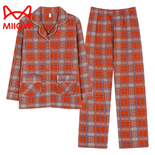 Cat Man (Miiow) Pyjamas âgés pour les femmes en automne et hivernis coton coton Mère d'âge moyen Mère d'hiver Coton de coton de la mezzanine maison de vêtements XP4872 M [80 Jin [Jin est égal à 0,5 kg]]]