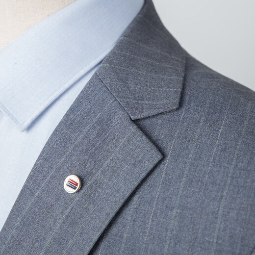 SHANSHAN light luxury brand 2025 new men's suit suit two-piece business casual wedding groomsmen dress blue gray stripes XL 180/50