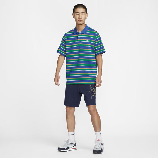 耐克（NIKE）T恤男装 2025春夏男子短袖翻领POLO衫透气休闲网球白色纯棉短袖男 FN3897-480 蓝色条纹 S