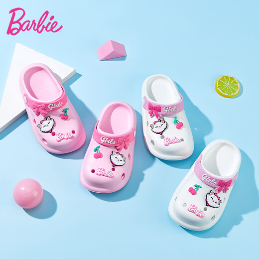 Barbie Children's Shoes Girls Bathroom Baotou Beach Slippers Croc Shoes Cute Girls DA6810 Pink 20