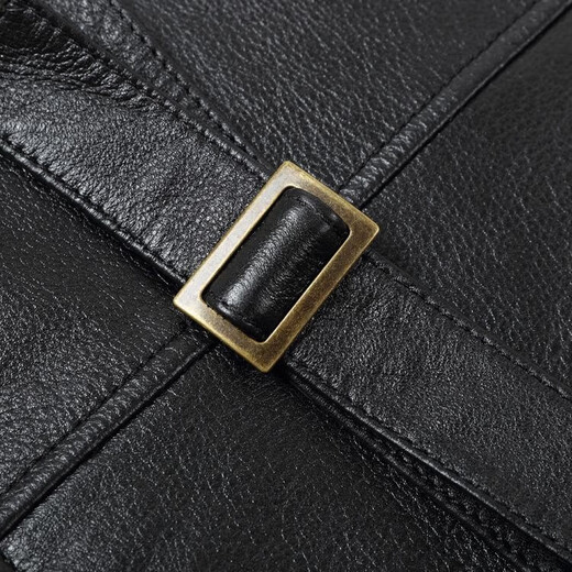 Caesar Yier genuine leather vest men's genuine leather vest vest sleeveless jacket motorcycle fishing riding casual leather vest black L
