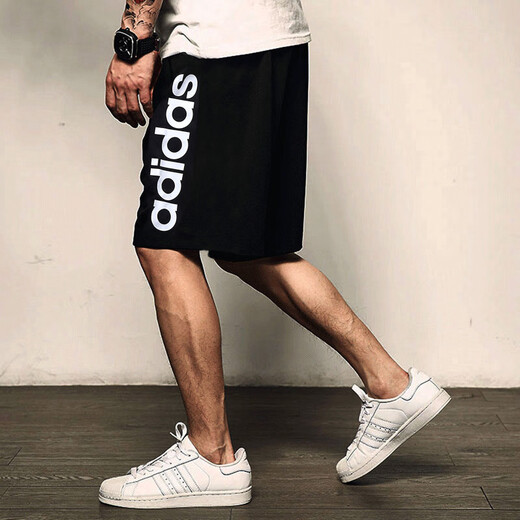 阿迪达斯 （adidas）短裤男裤2025夏季新款运动裤健身训练休闲裤子透气五分裤IC1484 IC0062黑色针织透气 XL