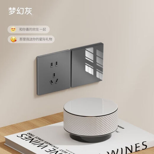 TEP 国际电工86型开关插座暗装超薄钢化玻璃五孔带开关插座面板双控多控开关 错位五孔